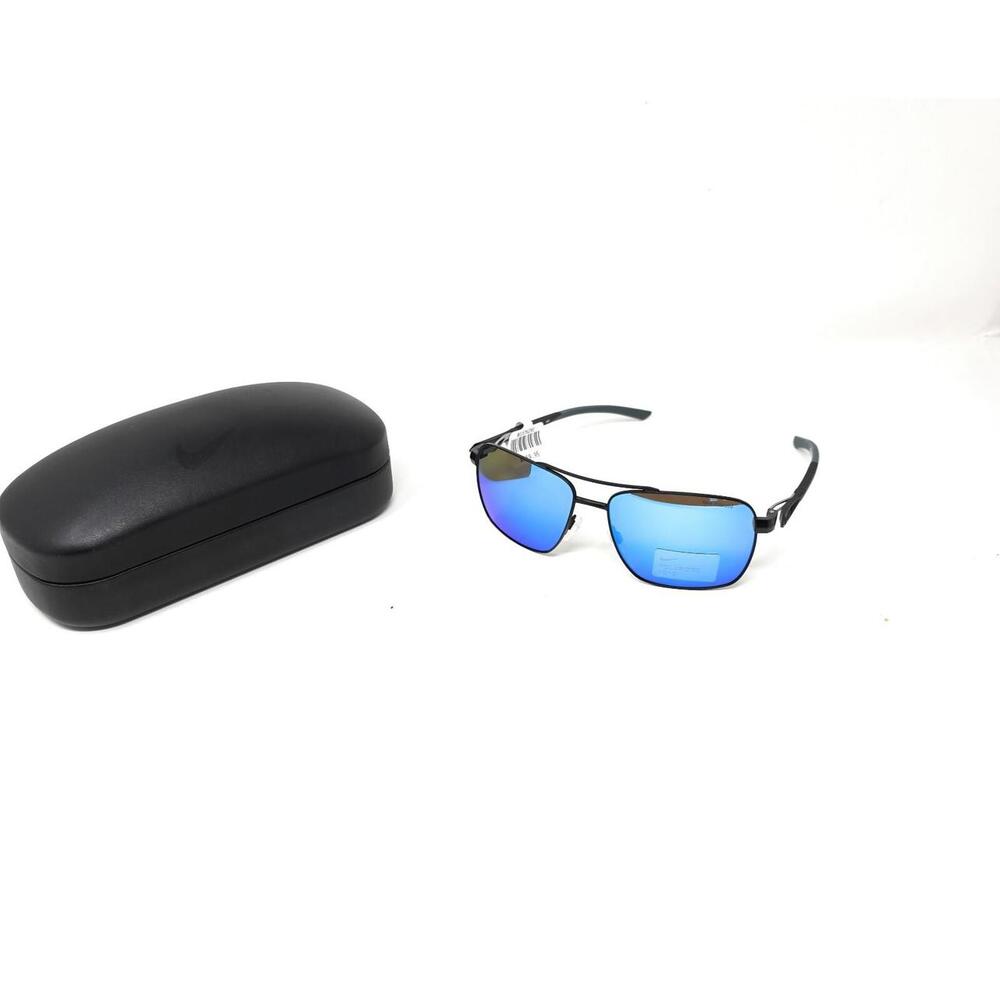 Nike Club Premier-P DQ0920 011 Sunglasses Satin Black Polarized Blue Mirror Lens - Picture 2 of 8